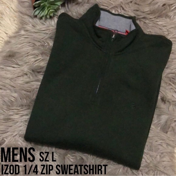 Izod Other - EUC Mens Izod 1/4 Zip Sweatshirt-Sz L-Forest Green-Cotton Blend